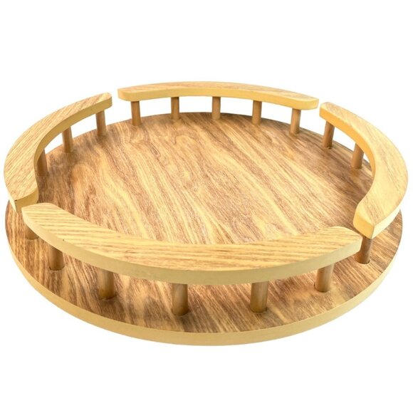 Round Mid-Century Modern Wooden Lazy Susan Serving Tray - Picture 8 of 8